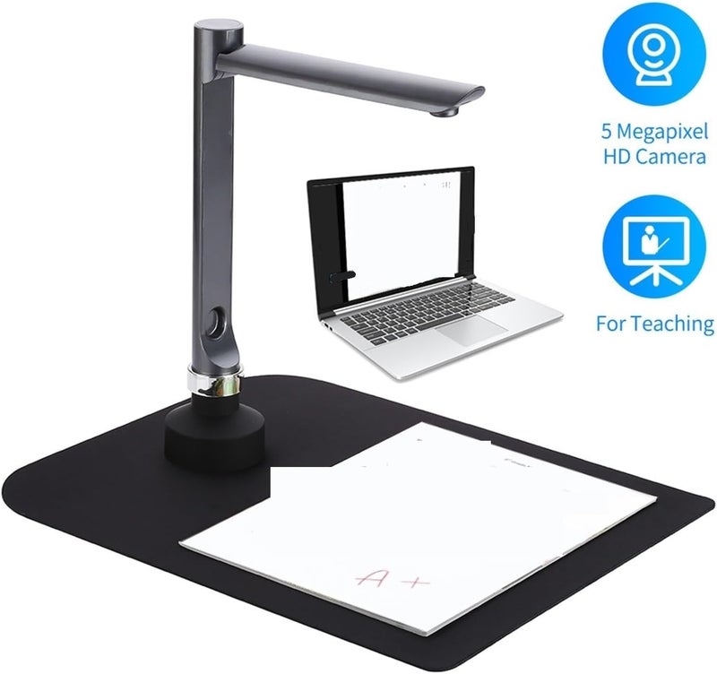 Document Camera, USB Document Camera Scanner, 5MP HD A4 Capture Size with LED Light Teaching Software for Teachers for Live Demo, Distance - Image 3