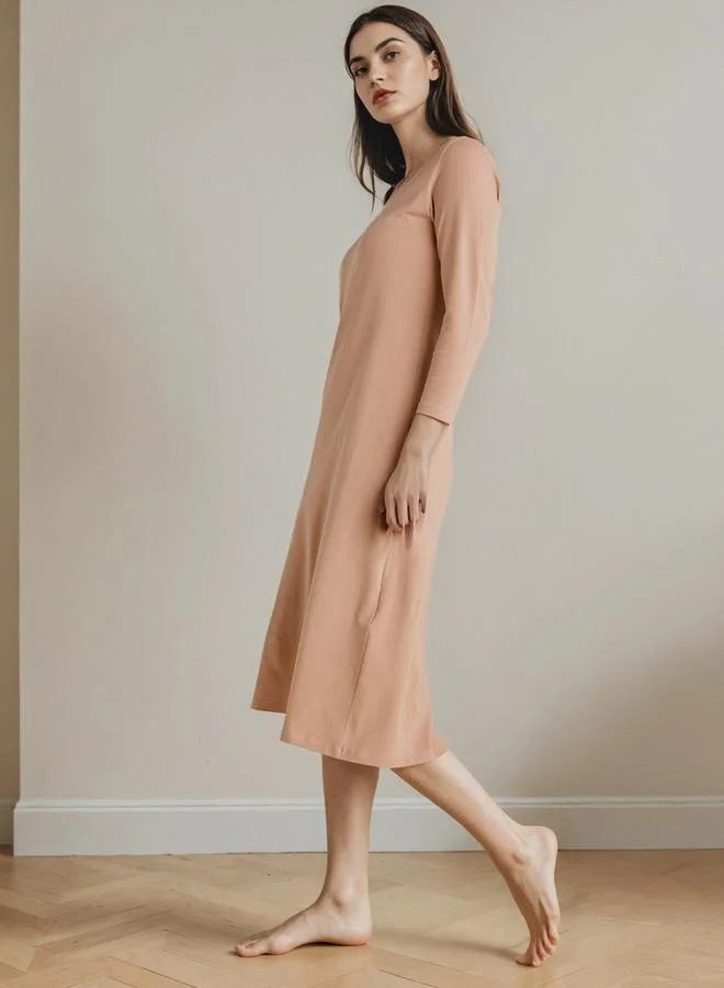 Splash FAV Long Sleeves Night Dress with Back Slit