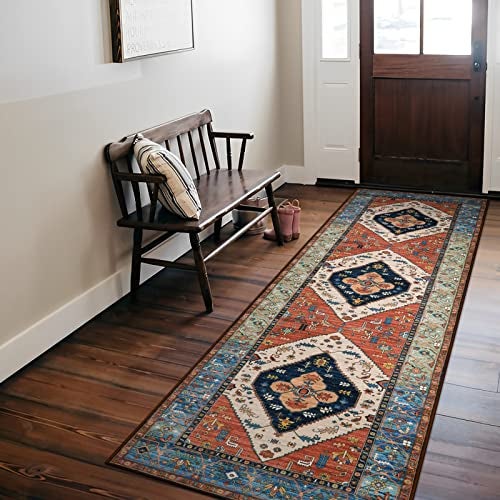 La Home Lahome Boho Hallway Runner Rug - 2x6 Kitchen Runner Rugs Non Skid Washable Non-Slip Laundry Room Rug Throw Low-Plie Bathroom Oriental Distressed Carpet for Entrance Bedroom Living Room Adelyn - Image 2
