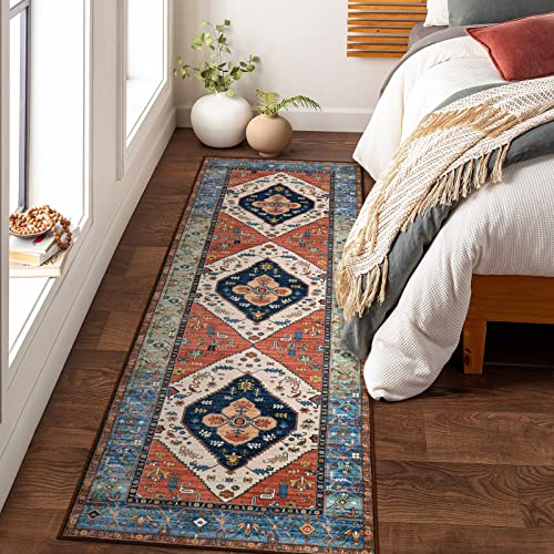 La Home Lahome Boho Hallway Runner Rug - 2x6 Kitchen Runner Rugs Non Skid Washable Non-Slip Laundry Room Rug Throw Low-Plie Bathroom Oriental Distressed Carpet for Entrance Bedroom Living Room Adelyn - Image 4