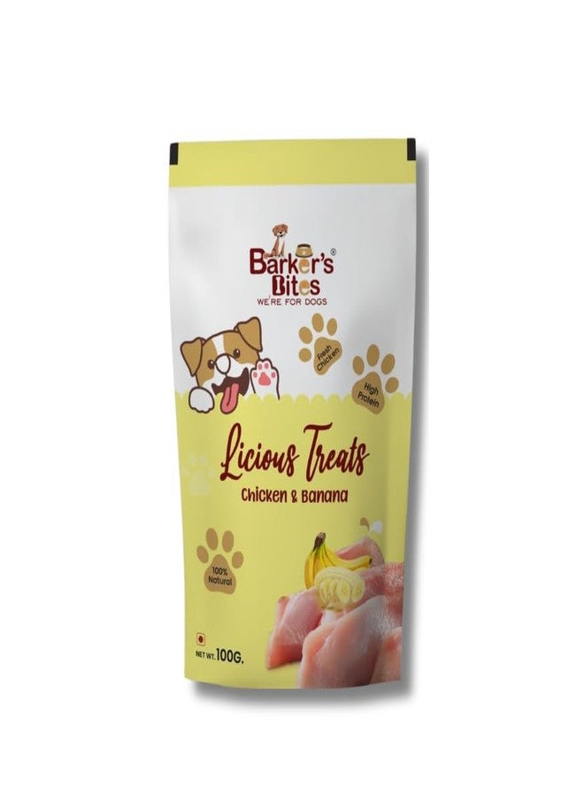 PAWS SAMRAT مكافآت باركرز بايت بنكهة الدجاج والموز، 100 غرام، مناسبة لجميع الأعمار، عبوة واحدة - Image 1