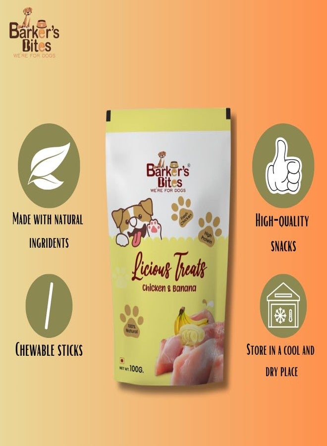 PAWS SAMRAT مكافآت باركرز بايت بنكهة الدجاج والموز، 100 غرام، مناسبة لجميع الأعمار، عبوة واحدة - Image 3