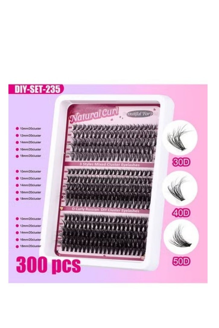 Segmented False Eyelash Set 300 Clusters, 30d 40d 50d Mix Lash Clusters, Eyelash Extension Kit, Enlarge Eyes Naturally, Curl Eyelash, Diy Eyelashes - Image 4