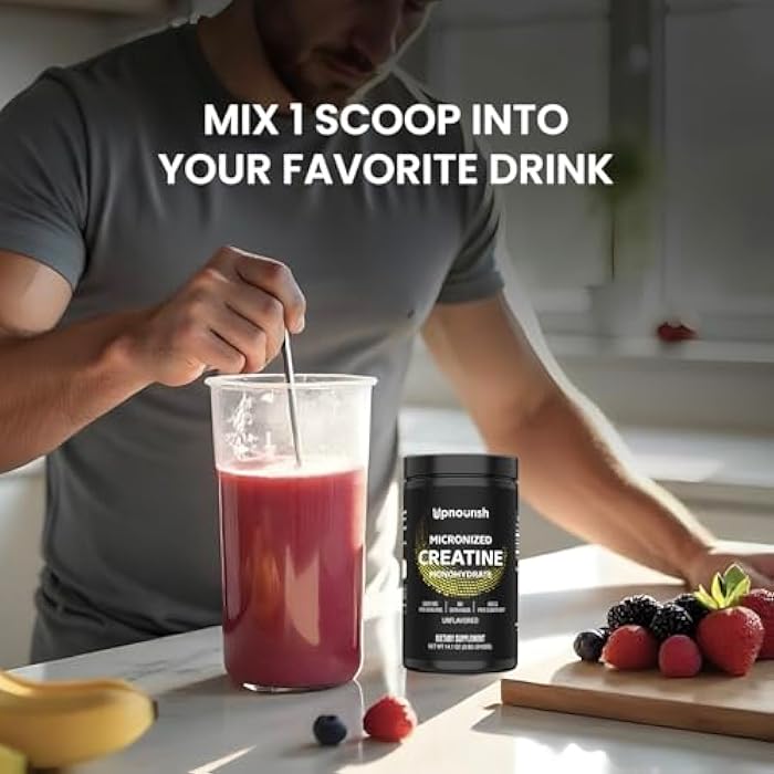 UpNourish Micronized Creatine Monohydrate Powder 400 G - Unflavored Vegan for Pre Workout, Muscle Building Pure Women and Men Instantized Supplement, 80 Servings 14.1096 Ounce - Image 5