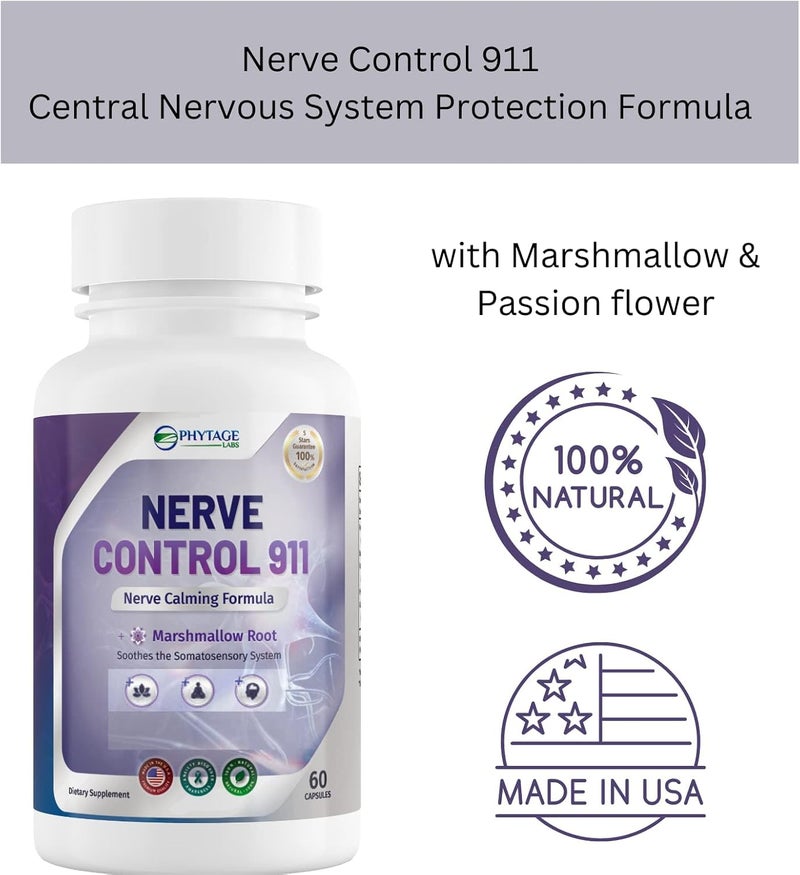 Phytage Labs Nerve Control 911  Natural Plant Based Nerve Health Supplement 60 Capsules - Image 5