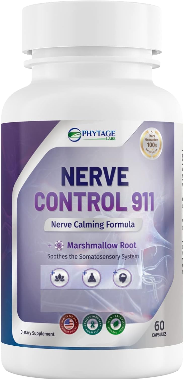 Phytage Labs Nerve Control 911  Natural Plant Based Nerve Health Supplement 60 Capsules - Image 1