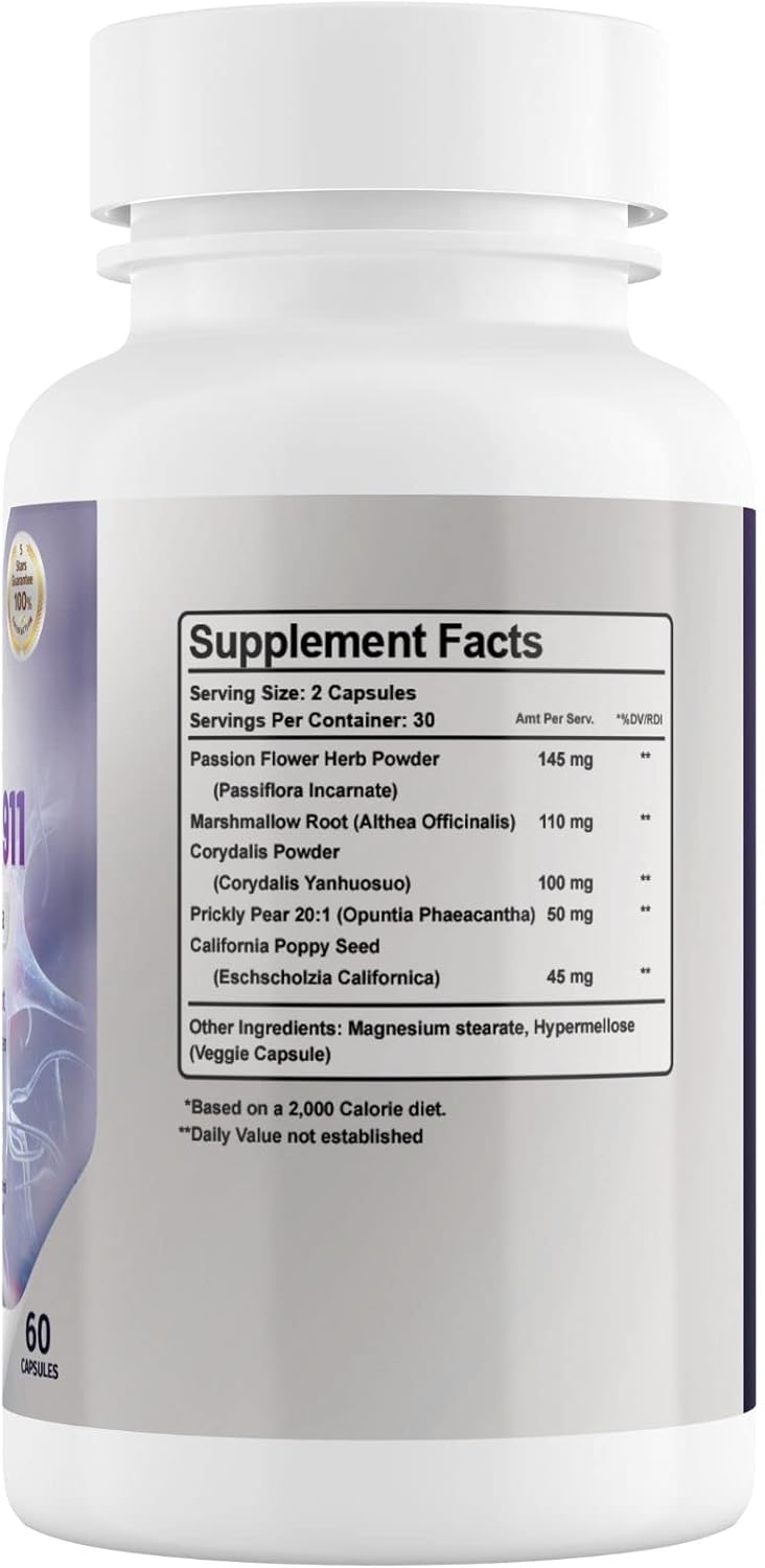 Phytage Labs Nerve Control 911  Natural Plant Based Nerve Health Supplement 60 Capsules - Image 2