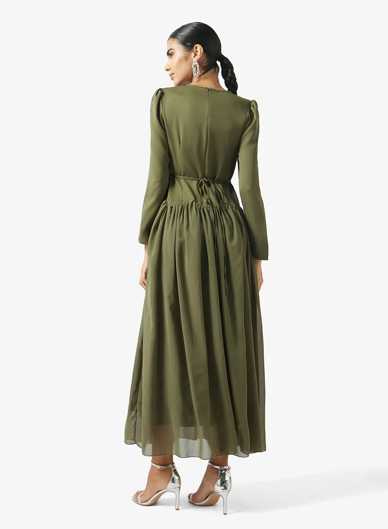 Khizana  A-line Dress With Embellished Corset for Women | Best Price UAE
