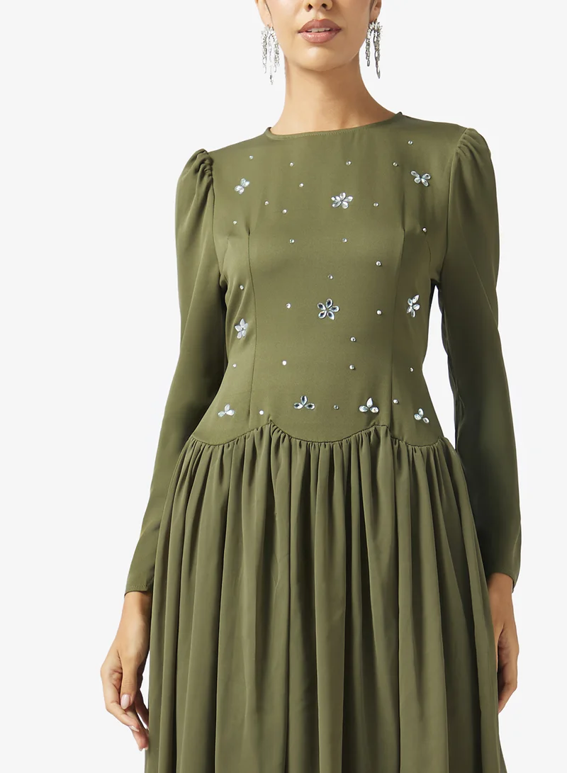 Khizana  A-line Dress With Embellished Corset for Women | Best Price UAE