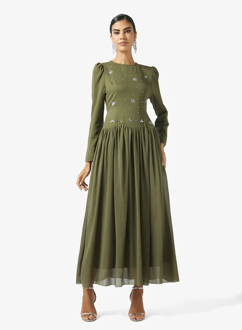 Khizana  A-line Dress With Embellished Corset for Women | Best Price UAE
