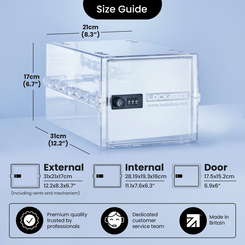 Lockabox One | Premium Lock Box | 10 Litre Combination Lock Box For Food  Medicine & Home Safety | External Size 12 X 8 X 6.6 Inches (Crystal) - Image 4
