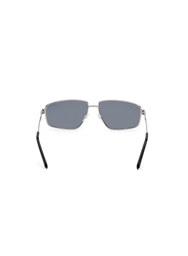 GUESS نظارات شمسية معدنية مستطيلة للرجال Gu00088 بحجم 62، لون رمادي لامع - Image 4