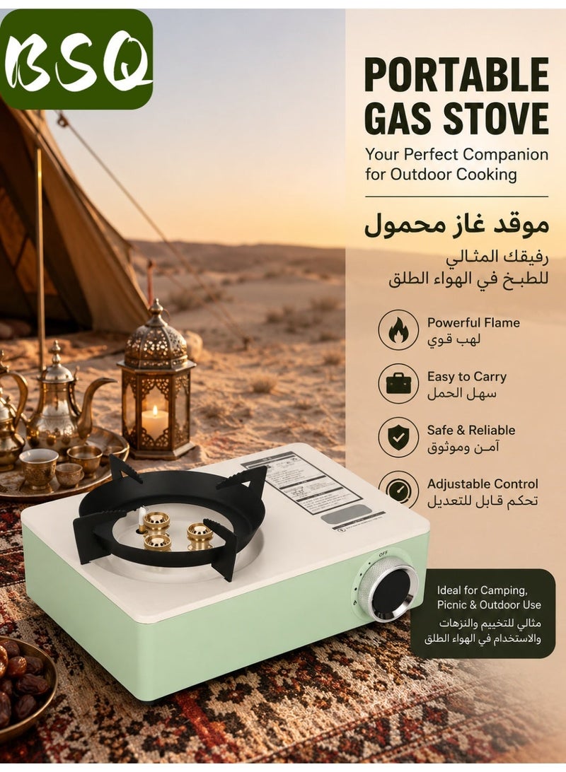 BSQ Portable Three-Burn Windproof Camping Stove | emergency gas stove、camp stove、camping accessories、camping stove、portable gas stove、portable stove | Gas Stove | BBQ Grill | Piezoelectric Ignition | Butane/Propane Dual Fuel Compatible | Includes Dedicated Storage Case | Suitable for Outdoor BBQs, Hiking Adventures, and Picnics - Image 2