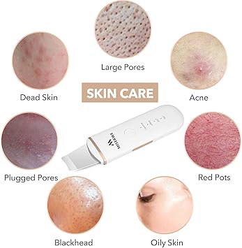 Miserwe Skin Scrubber Face Skin Spatula Blackhead Remover Pore Cleaner Face Beauty Lifting Tool Comedones Extractor with 4 Modes Facial Scrubber Spatula for Deep Cleansing With Two Silicone Case - Image 4