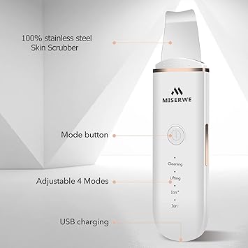 Miserwe Skin Scrubber Face Skin Spatula Blackhead Remover Pore Cleaner Face Beauty Lifting Tool Comedones Extractor with 4 Modes Facial Scrubber Spatula for Deep Cleansing With Two Silicone Case - Image 2