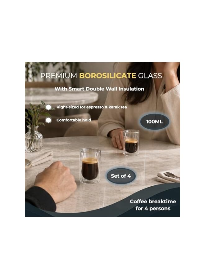 S-TOP Double Wall Estikana Tea Glass Set 2 Pcs S-TOPicate Insulated Arabic Coffee Glasses Modern Clear Thumbler for Everyday Use – ??? ???????? ??? ???? ?????, DG892 (CLEAR, 4 PIECE SET) - Image 3
