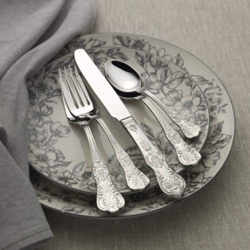 Wallace Queen 65-Piece 18/10 Stainless Steel Flatware Set, Silver, Service for 12 - - Image 2