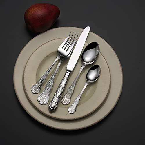 Wallace Queen 65-Piece 18/10 Stainless Steel Flatware Set, Silver, Service for 12 - - Image 4
