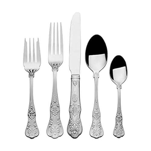 Wallace Queen 65-Piece 18/10 Stainless Steel Flatware Set, Silver, Service for 12 - - Image 1