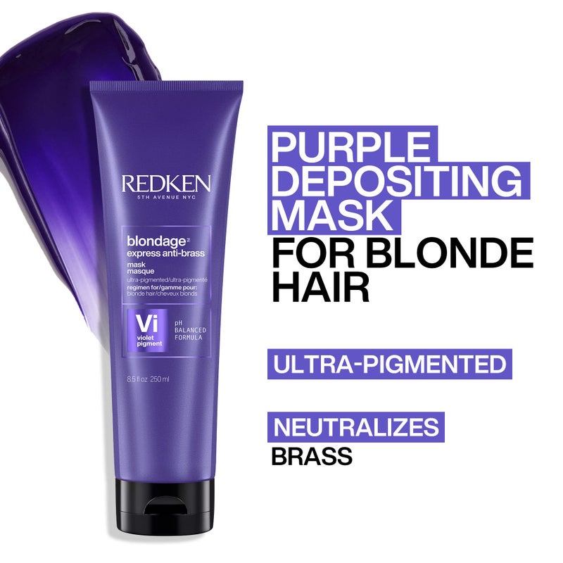 Redken Blondage Express Anti-Brass Mask For Blonde & Highlighted Hair - Ultra-Pigmented Purple Mask For Blonde Hair, 8.5 Fl Oz - Image 3