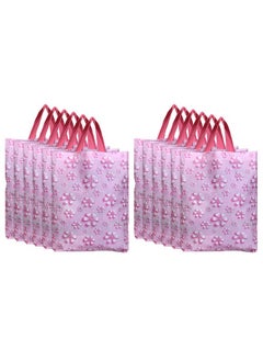 Kuber Industries Kuber Industries Non Woven Reusable Grocery Shopping Bag With Handle|Goodies Bag Promotional Bag for Birthday|Size 26 x 11 x 38|Pack of 12 (Pink)  - Image 1