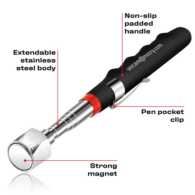 NoCry Telescoping Magnetic Pickup Tool with 25lb Pull Force — Magnet Stick Extendable up to 30in; Non-Slip Extendable Magnet Pickup Tool, Telescopic Magnetic Pick-Up Tool with Extra Strong Magnet - Image 2