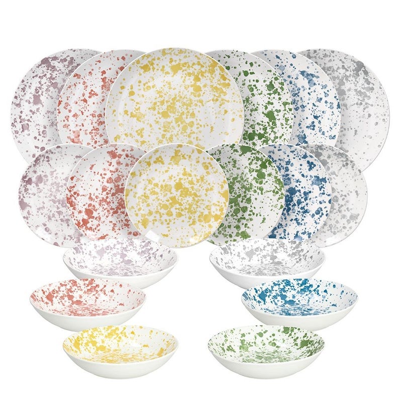 Tognana طقم أدوات المائدة توغنانا ماديسون أبوليا 18 قطعة – طقم عشاء بورسلين أنيق لـ 6 أشخاص، أطباق، سلطانيات وأكواب، تصميم عصري للمنزل والطعام - Image 1