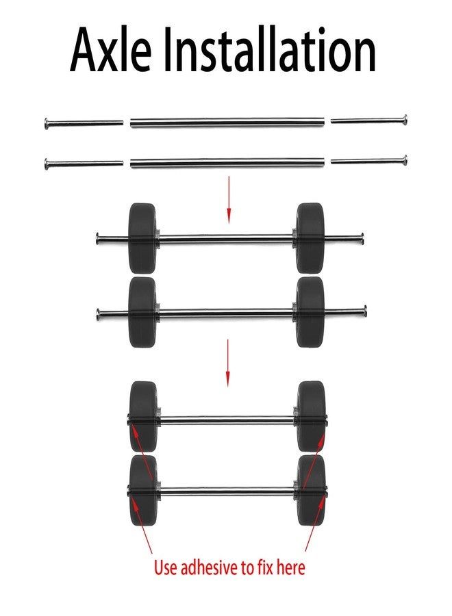 EarlyGlintsCX 1/64 Wheels Modified Hollow Shaft & Mushroom Nails 20 Sets - Suitable for 1/64 Diecast Cars DIY Tires - Each Set Includes 2 Hollow Shafts & 4 Mushroom Nails (0.98in/25mm) - Image 3