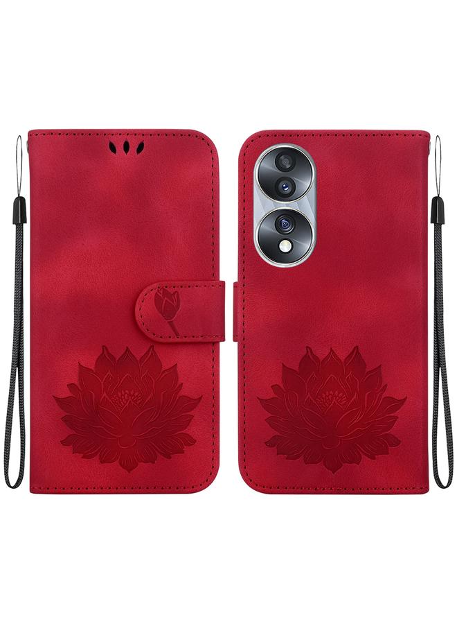 erorex Case For Honor 70 Lotus Embossed Leather Phone Case  - Image 1