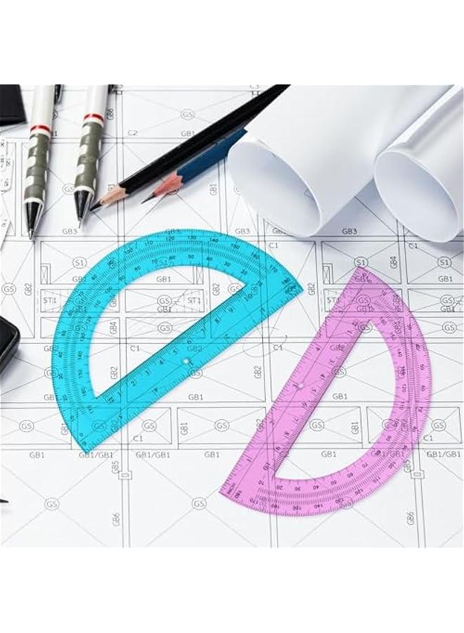 Arabest 12 Pack 6 Inch Plastic Protractor Back to School Protractors 180 Degrees Pink Blue Clear Protractors for Classroom Math Teacher Student Office Supplies - Image 5
