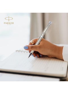 PARKER Folio Stainless Steel Chrome Trim Ball Pen|Ink Color : Blue | Perfect For Professional Use | Best Choice For Gifting  - Image 5