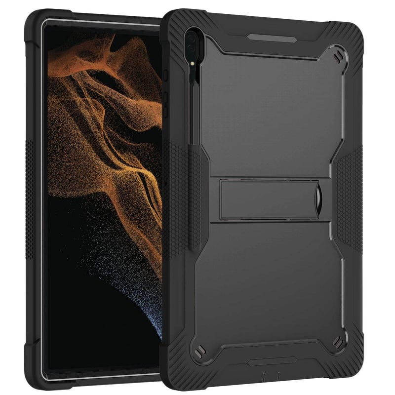 حافظة سامسونج تاب مقاومة للصدمات متوافقة مع Samsung Galaxy Tab S10 Ultra / Samsung Galaxy Tab S9 / Samsung Galaxy Tab S8 / Samsung Galaxy Tab S7 FE باللون أحمر مع غطاء حماية ووظيف. - Image 2