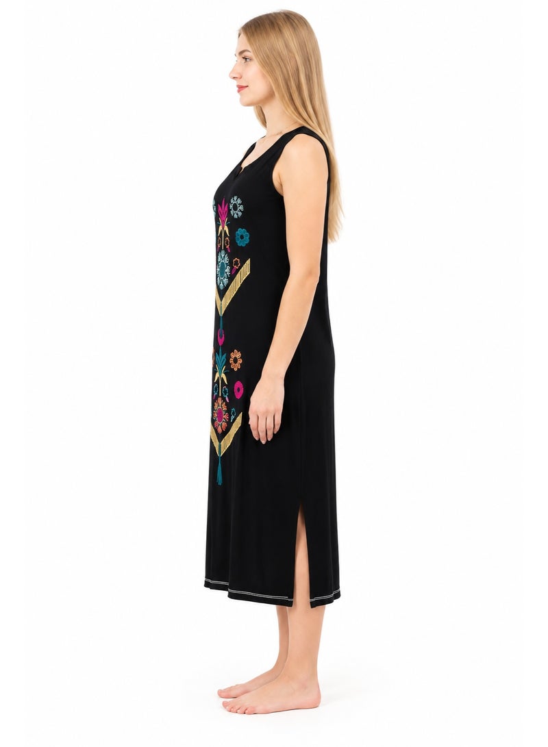 zecotex  Traditional Embroidered Cotton Maxi Dress - 100% Pure Natural Cotton - Breathable Summer Jalabiya - Multiple Designs & Colors - Image 3