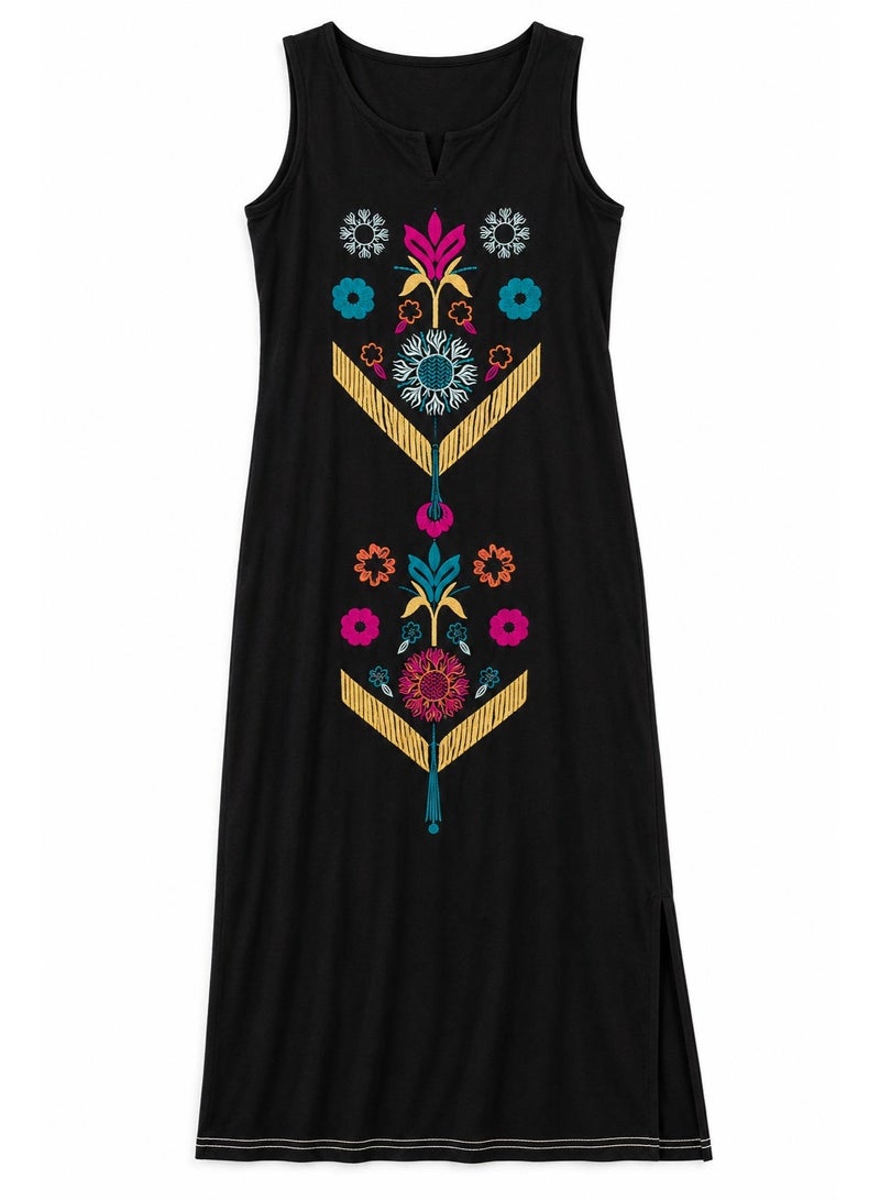 zecotex  Traditional Embroidered Cotton Maxi Dress - 100% Pure Natural Cotton - Breathable Summer Jalabiya - Multiple Designs & Colors - Image 4