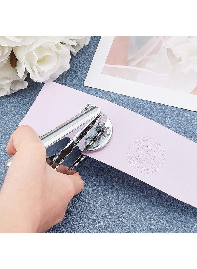 Stainless Steel Seal Embosser, Hand-Held Embossing Stamp, for Books, Envelopes, Napkins,125 * 55MM,silver - Image 5