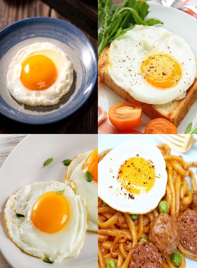 YOLCAR حلقات بيض سيليكون سوداء من YOLCAR، عبوة من 4 قوالب حلقات بيض للبيض المقلي، حلقات طهي بيض غير لاصقة - Image 4
