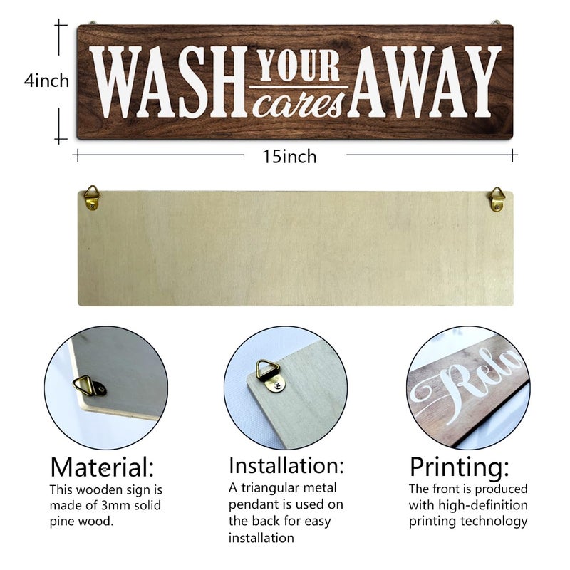 Al Raied ARS® 4 Pcs Funny Laundry Room Wall Art Plaques - Rustic Wooden Signs - Image 2