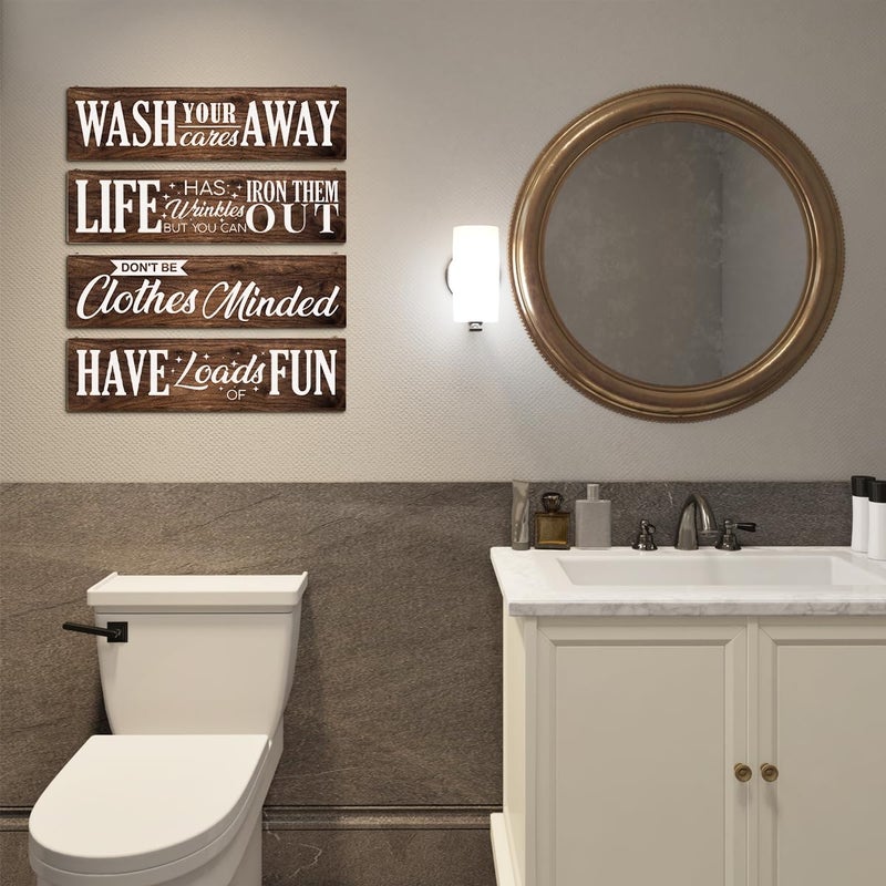Al Raied ARS® 4 Pcs Funny Laundry Room Wall Art Plaques - Rustic Wooden Signs - Image 4