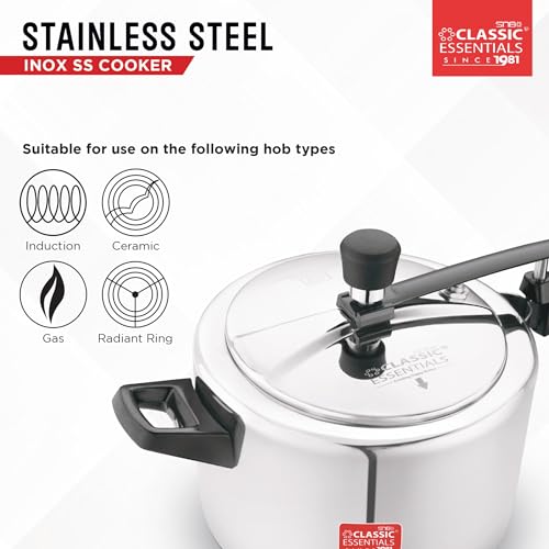 CLASSIC ESSENTIALS Prochef Stainless Steel Cooker | Isi Certified Inner Lid Pressure Cooker | Non Reactive, Non Toxic & Non Staining Food Grade Surface | Long Lasting Sealing Gasket (5), 5 Liters - Image 4