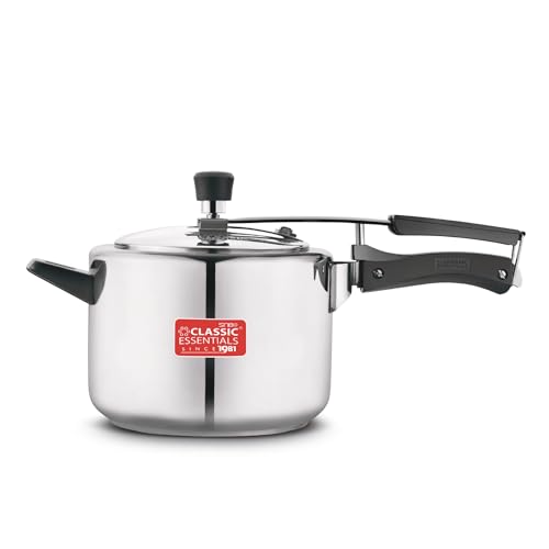 CLASSIC ESSENTIALS Prochef Stainless Steel Cooker | Isi Certified Inner Lid Pressure Cooker | Non Reactive, Non Toxic & Non Staining Food Grade Surface | Long Lasting Sealing Gasket (5), 5 Liters - Image 1