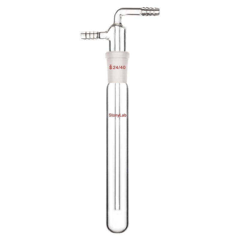 stonylab Glass Vacuum Cold Trap Bubbler with 10mm Serrated Hose, 250mm Length Below The 24/40 Joint - Image 1