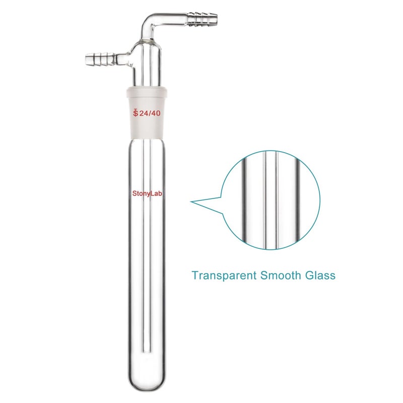 stonylab Glass Vacuum Cold Trap Bubbler with 10mm Serrated Hose, 250mm Length Below The 24/40 Joint - Image 2