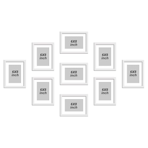 Stuthi Arts Wall-Mounted Photo Frame Set, Multiple Frames for Family Memories, Set of 9 Picture Frames, 6X8 inch (White) - Image 2