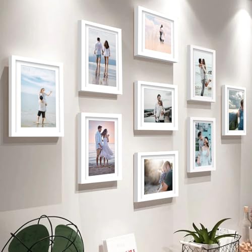 Stuthi Arts Wall-Mounted Photo Frame Set, Multiple Frames for Family Memories, Set of 9 Picture Frames, 6X8 inch (White) - Image 1