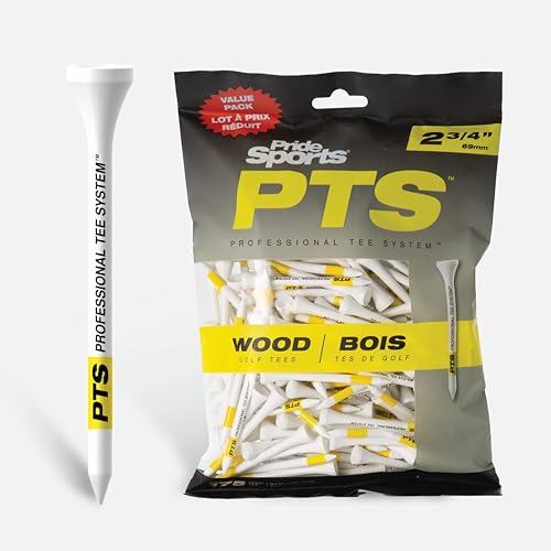 PrideSports PTS Wood Golf Tees | 175 Count, 2-3/4 Inch | #1 Wood Tee on Tour | Best for Drivers & Woods - Image 1