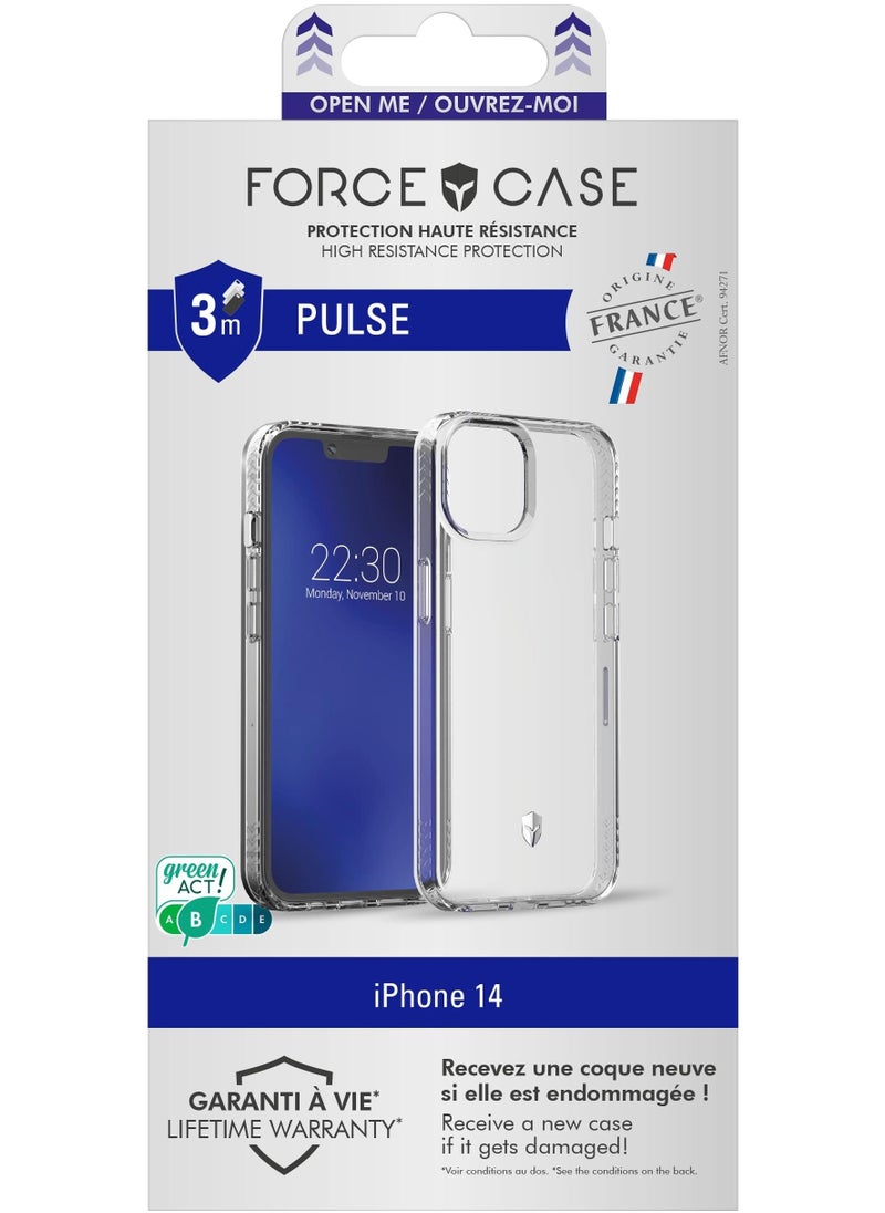FORCE Force Case iPhone 14 PULSE Made in France Reinforced Case Lifetime Warranty Transparent  - Image 1