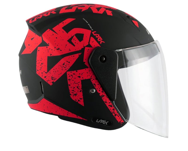 Vega Lark Victor ISI Certified Matt Finish Lightweight Open Face Helmet for Men and Women with Long Clear Visor(Dull Black Red, Size:M) - Image 5