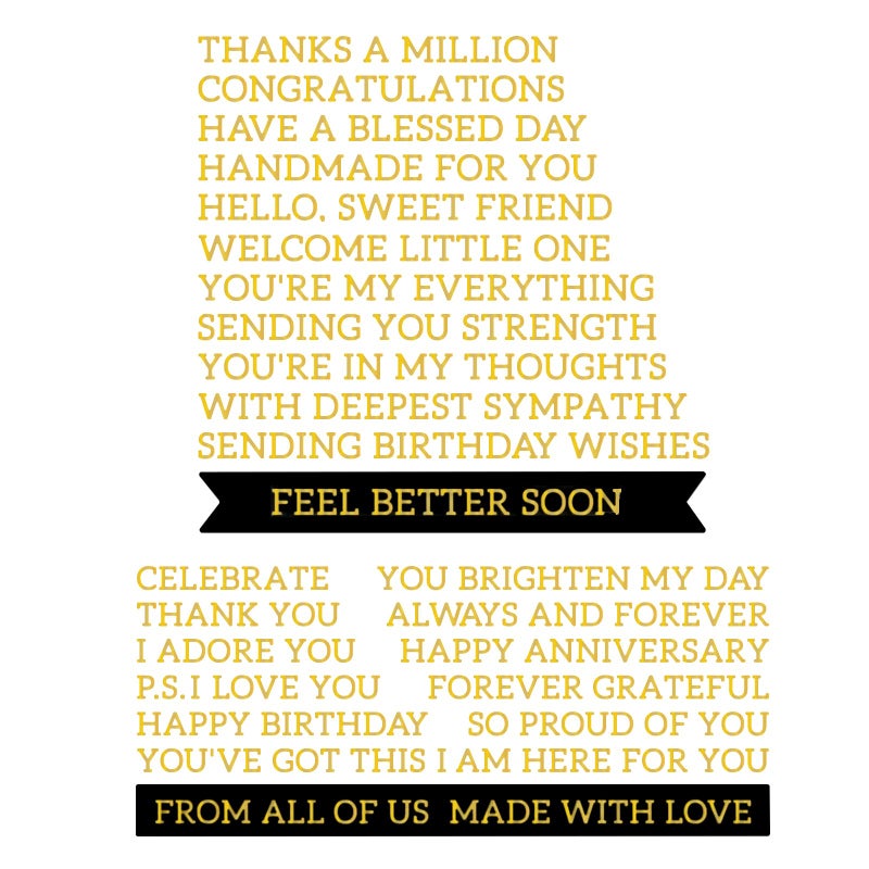 ORIGACH Elegant Everyday Sentiments Words Hot Foil Plate and Die Cuts Sets for DIY Scrapbooking Paper Cards Decor Embossing Foil Handmade Craft - Image 1