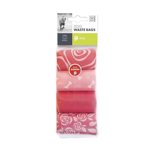 M-PETS Dog Poop Scented Waste Bags, Thicker Poop Scooper Bag for Dogs & Cats, Mess-Free, Strong & Leak-Proof, Compatible with All Poop Bag Dispensers, Rose Scent (Pack of 4) (60 Bags, Pink) - Image 1