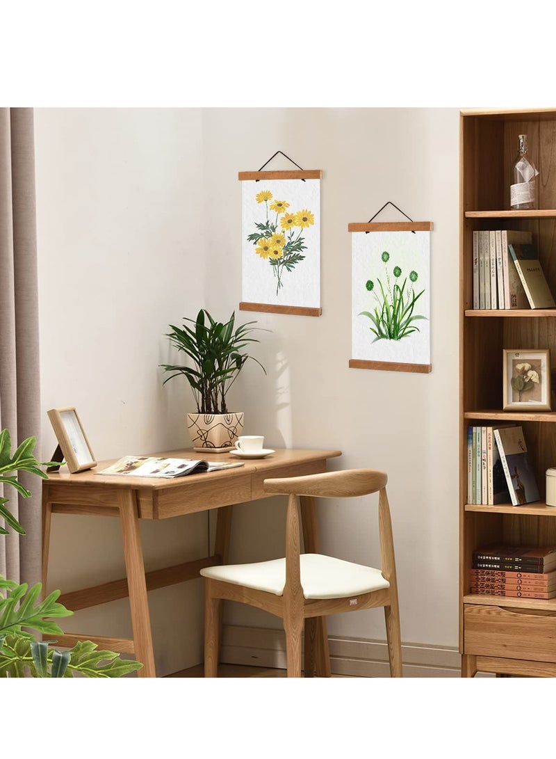 SYOSI Magnetic Poster Hanger 2 Pack A4 Poster Frame Hangers Light Wood Wooden Poster Frame Hanging Kit Walls Hanging Scroll Artwork (11x7.8in) - Image 2
